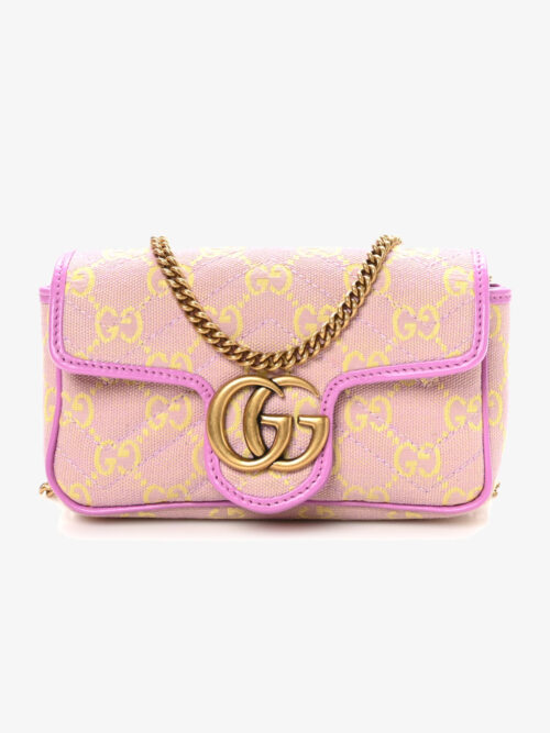 Gucci Monogram Super Mini GG Marmont Shoulder Bag Lilac Yellow