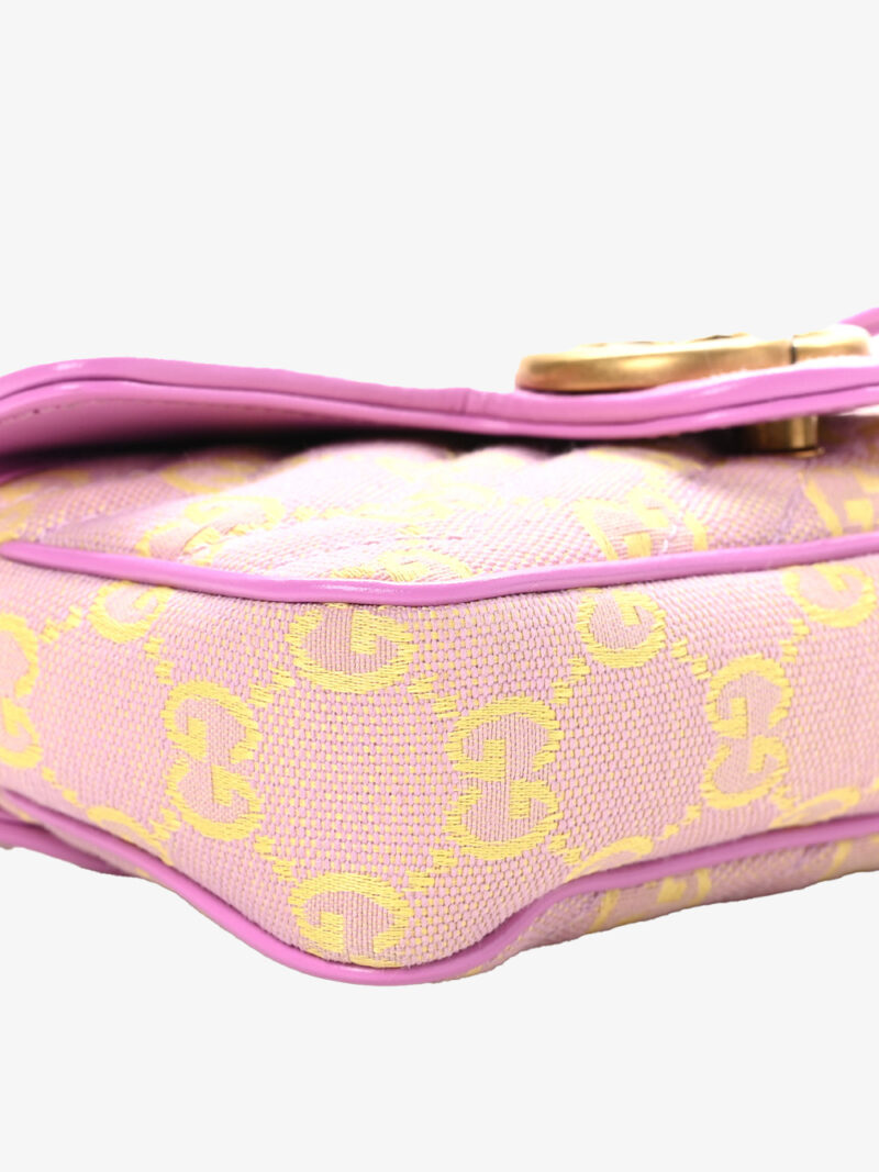 Gucci Monogram Super Mini GG Marmont Shoulder Bag Lilac Yellow - Image 3